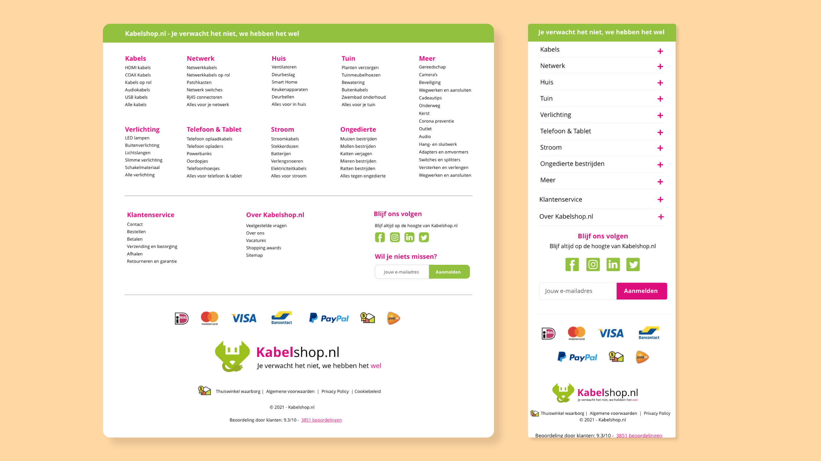 Redesign Kabelshop.nl footer
